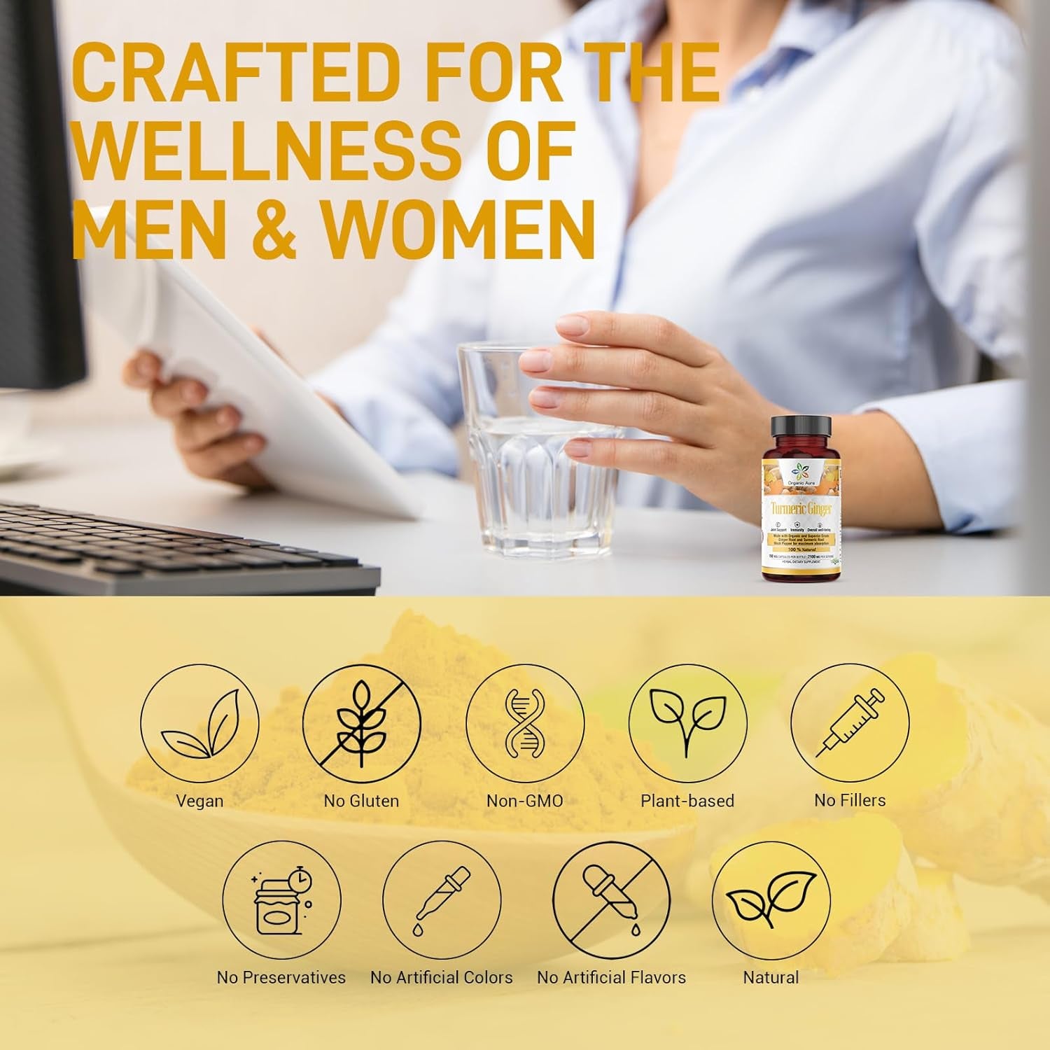 Turmeric Curcumin and Ginger Capsules -150 Veg Max Strength Pure High-Potency Curcumin and Zingiber Officinale. Supports Joints, Mobility, and Flexibility. TLBH