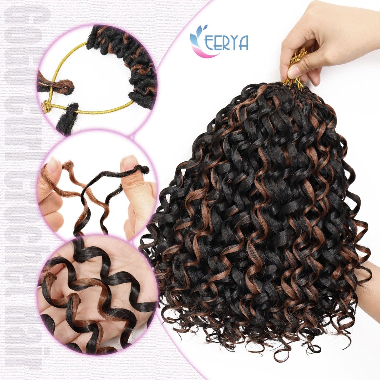 7 Packs Gogo Curl Crochet Hair 10 Inch Short Curly Crochet Hair for Women Water Wave Beach Curl Deep Twist Crochet Braids Synthetic Braiding Hair Extensions(10 Inch, P30)