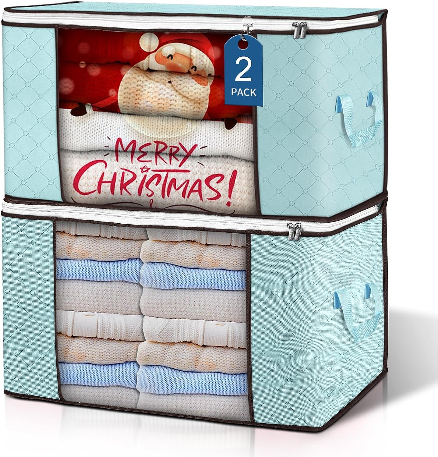 90 L Large Storage Bags, 6 Pack Clothes Storage Bins Foldable Closet Organizers Storage Containers with Reinforced Handle for Clothing, Blanket, Comforters, Bed Sheets, Pillows and Toys (Gray)