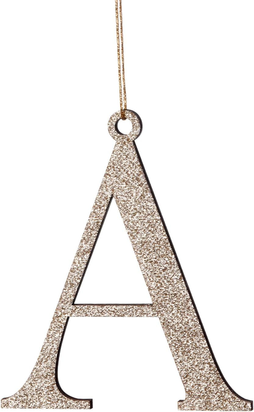 Gold Monogram Christmas Ornament,Personalized Initial Xmas Tree Ornament,Xmas Stocking Tag(Letter A)