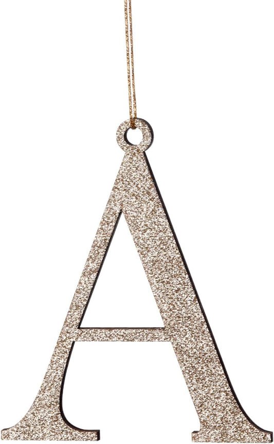 Gold Monogram Christmas Ornament,Personalized Initial Xmas Tree Ornament,Xmas Stocking Tag(Letter A)