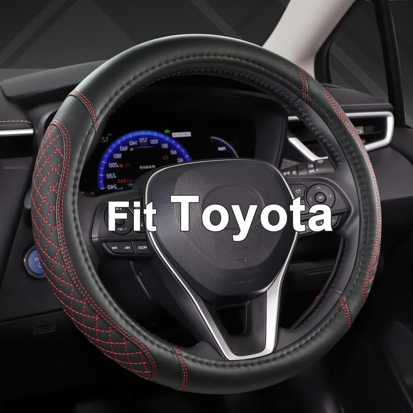 Customized Auto Car Steering Wheel Cover for Toyota (Black)