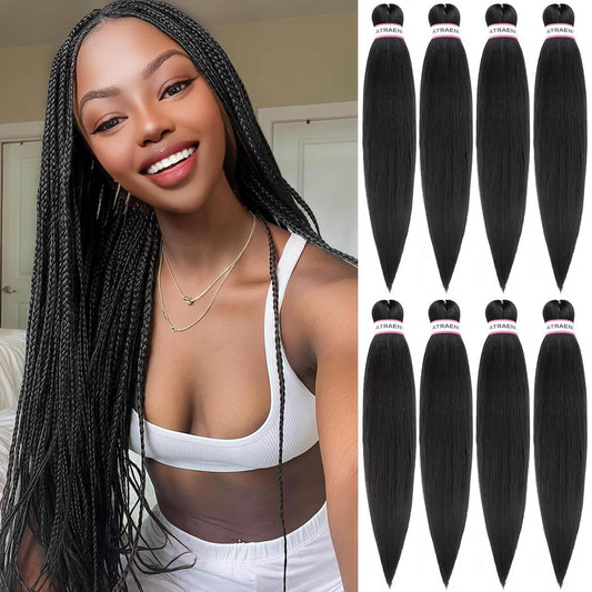 Pre Stretched Braiding Hair 18 Inch 8 Packs Prestretched Braiding Hair Professional Synthetic Braids Hair Extension Itch Free Hot Water Setting Yaki Texture