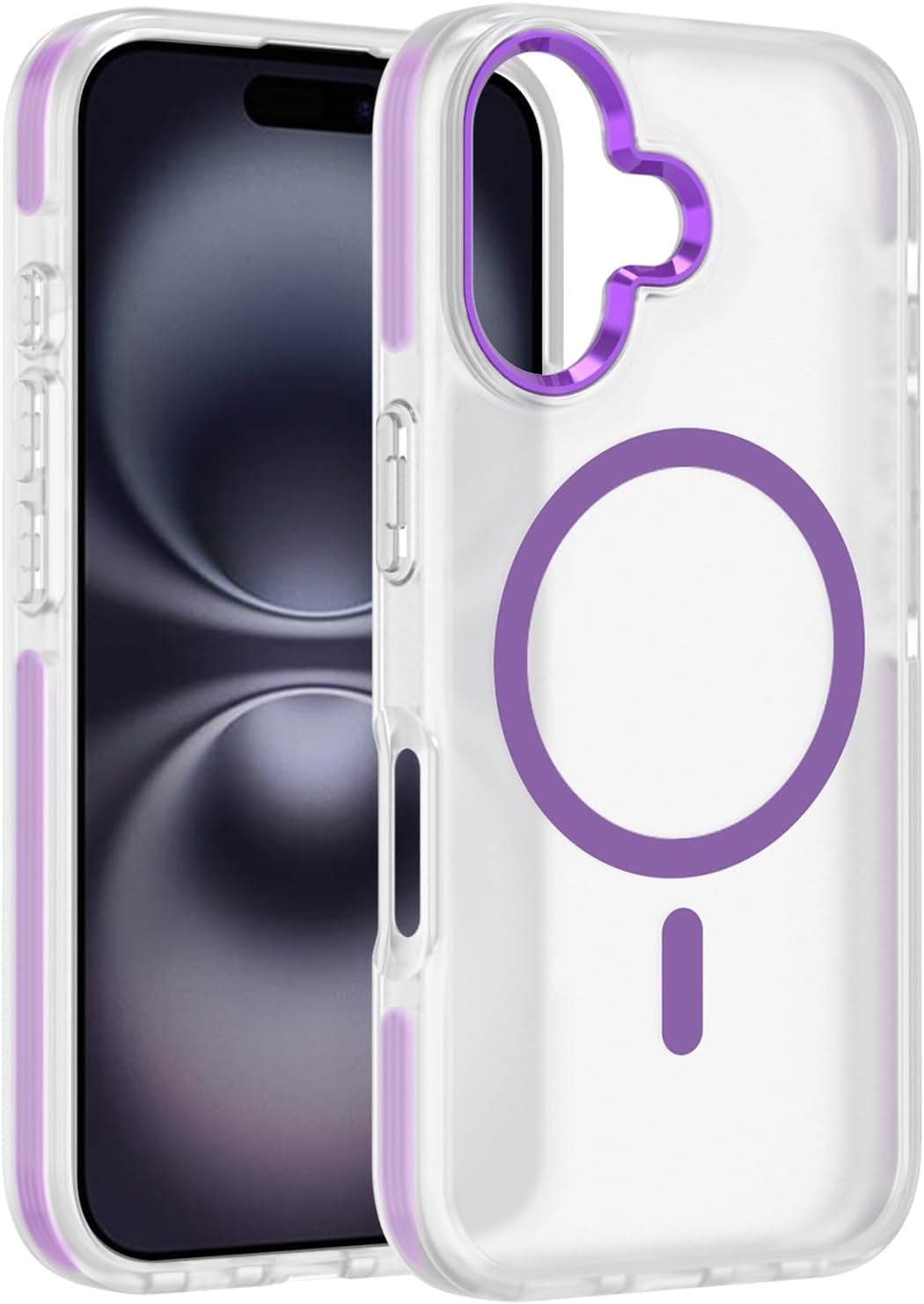 2025 New Magnetic for Iphone 16E Case,Compatible with Magsafe,Military Grade Drop Tested, Shockproof Matte Translucent Hard Back Slim Protective Case.Black Magnetic Circle.