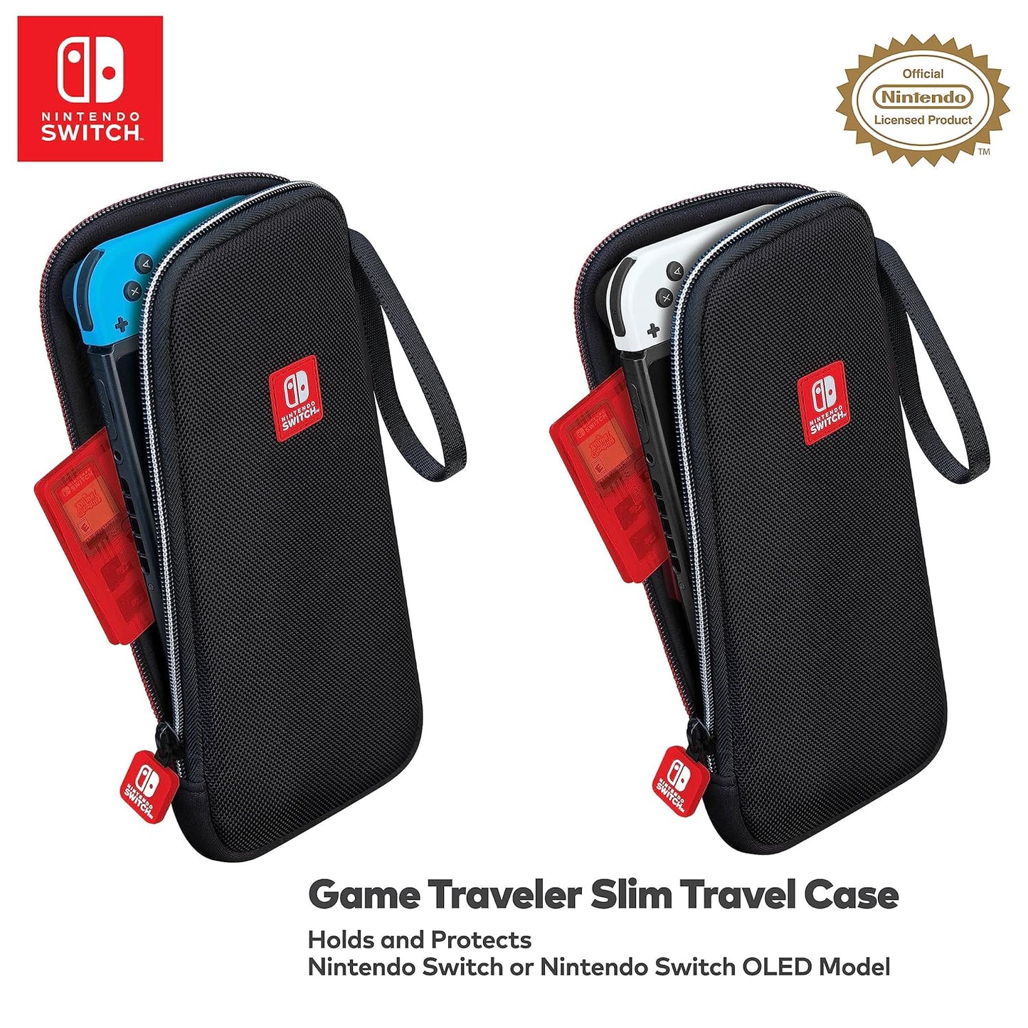 Nintendo Switch Slim Travel Case - Nintendo Switch Oled/Switch, BONUS Game Case, Licensed by Nintendo, Durable Ballistic Nylon Exterior with Soft Micro-Fiber Padded Interior for Ultimate Protection