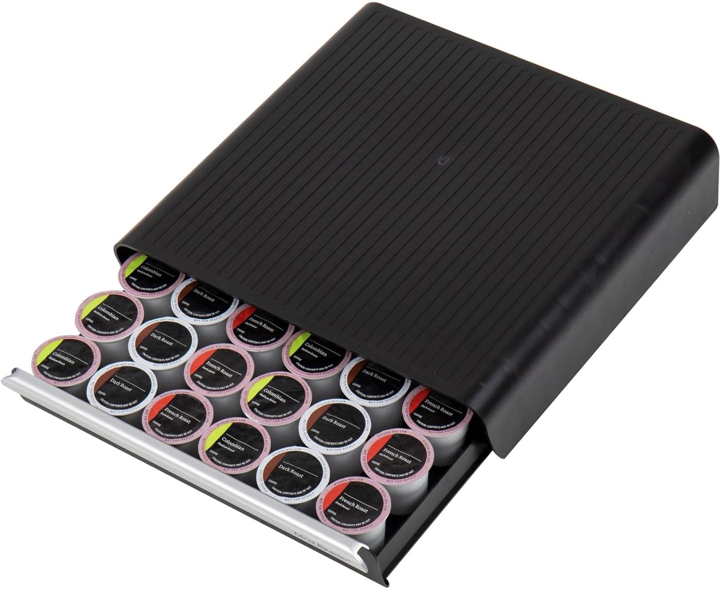 Single Serve Coffee Drawer, 36 Pod Capacity Countertop Organizer, Breakroom, 12.75" L X 13" W X 3" H, One Size, Black