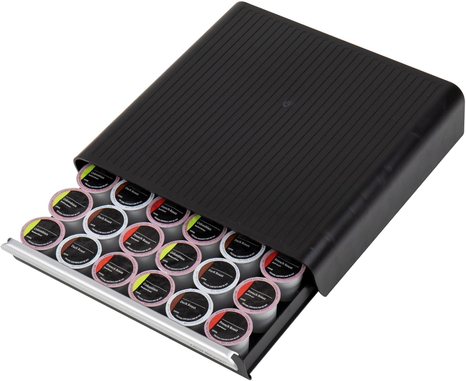 Single Serve Coffee Drawer, 36 Pod Capacity Countertop Organizer, Breakroom, 12.75" L X 13" W X 3" H, One Size, Black