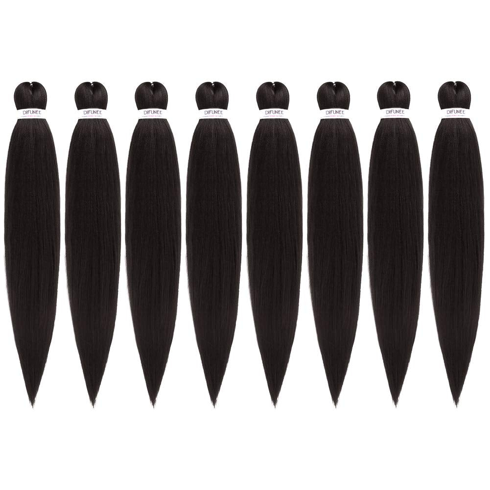 Pre-Stretched Braiding Hair - 16 Inch 8 Packs Dark Brown Short Braiding Hair for Twist or Box Braids, Yaki Texture Hot Water Setting Synthetic Braiding Hair Extensions (16 Inch, #2-8P)