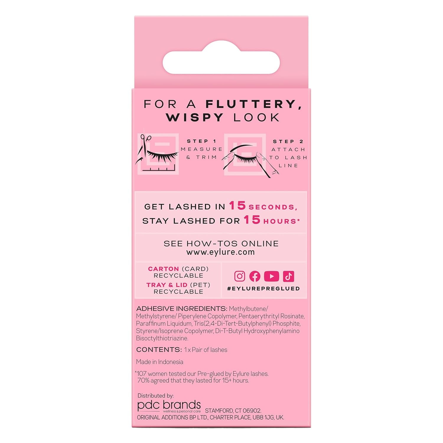 Press on Pre-Glued False Eyelashes, Wispy Light Texture Lash, No.117, 1 Pair
