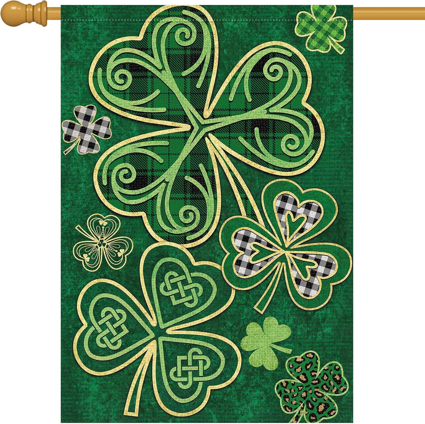 Welcome St. Patrick'S Day Garden Flag 12X18 Double Sided Vertical, Burlap Spring Small Lucky Shamrock Clover Yard Banner Sign Buffalo Plaid Home outside Outdoor Decor