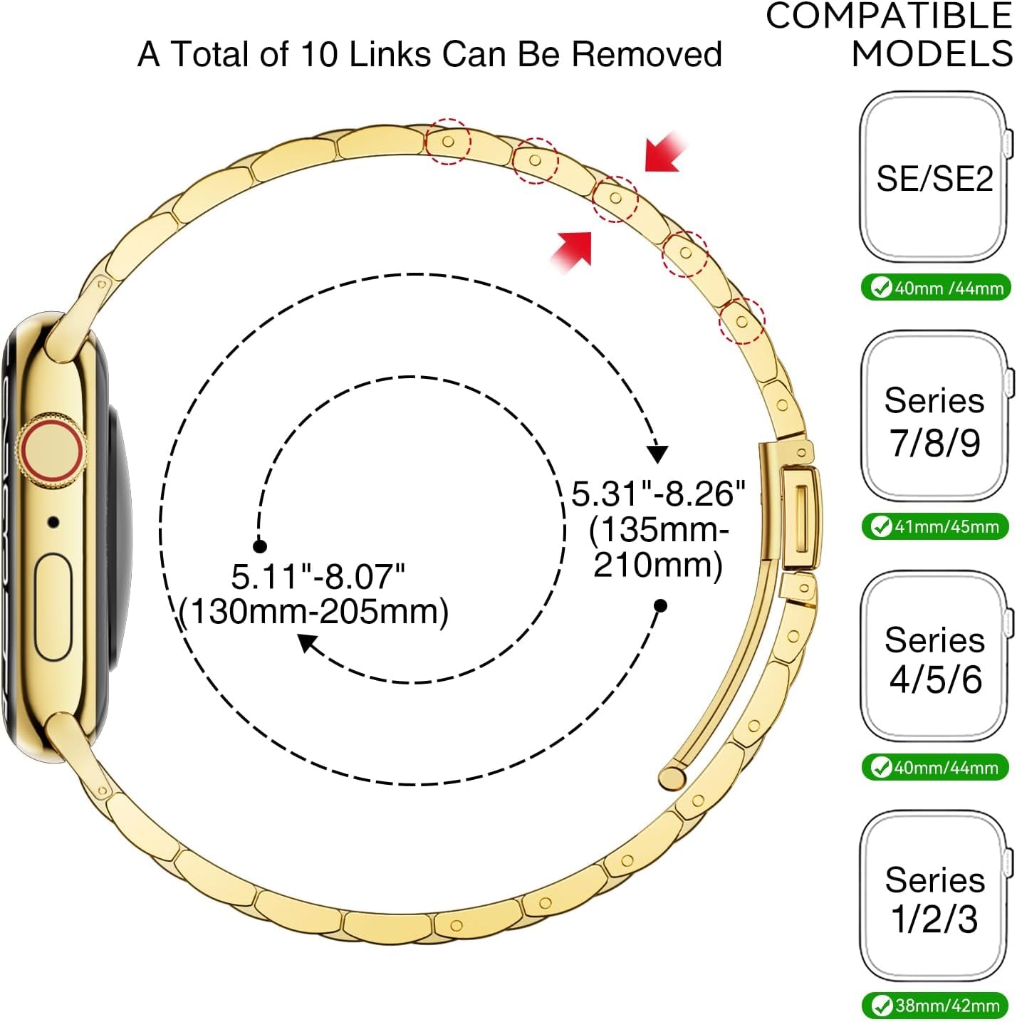 Thin Metal Bands Compatible with Apple Watch Band 38Mm 40Mm 41Mm 42Mm 44Mm 45Mm 49Mm for Women, Slim Stainless Steel Chain Replacement Wristbands for Iwatch Ultra SE Series 9 8 7 6 5 4 3 2 1