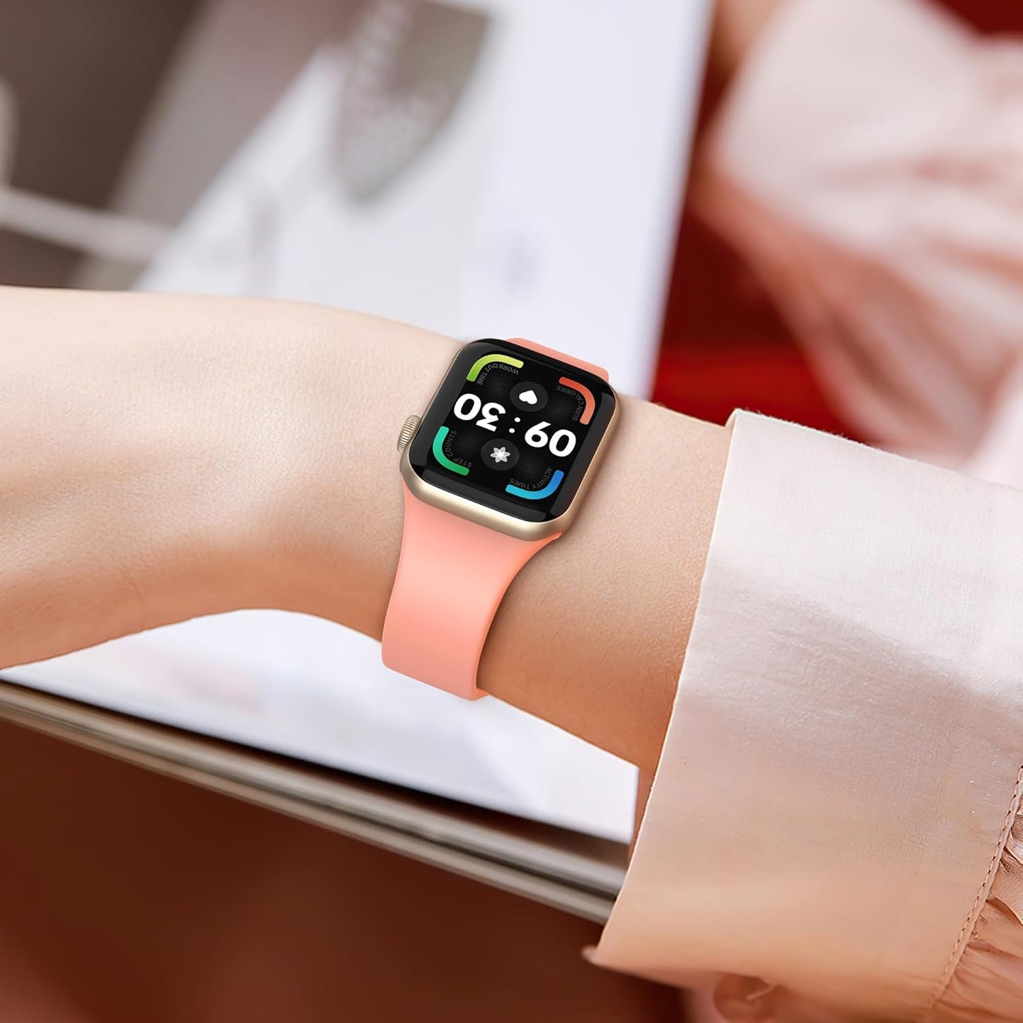 6 Pack Bands Compatible with Apple Watch Band 49Mm 46Mm 45Mm 44Mm 42Mm 41Mm 40Mm 38Mm for Women Men, Sport Silicone Breathable Strap for Iwatch Series Ultra 10 9 8 SE 7 6 5 4 3 2 1