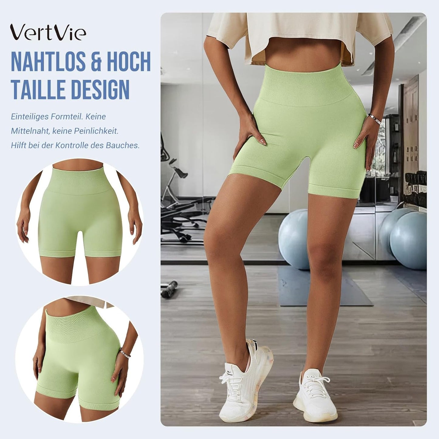 High Waisted Gym Shorts Women Booty Scrunch Shorts Seamless Stretch Tummy Control Workout Yoga Shorts Leggings