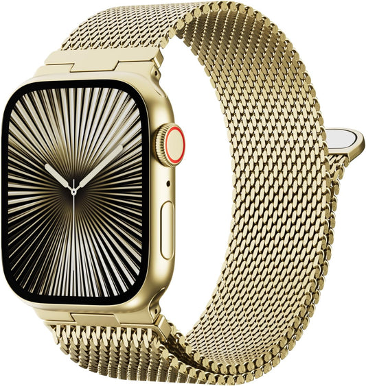 Metal Magnetic Bands Compatible with Apple Watch Band 42Mm 44Mm 45Mm 46Mm 49Mm for Men Women, Adjustable Stainless Steel Mesh Loop Strap for Iwatch Series 10 9 8 7 6 5 4 3 2 1 SE Ultra