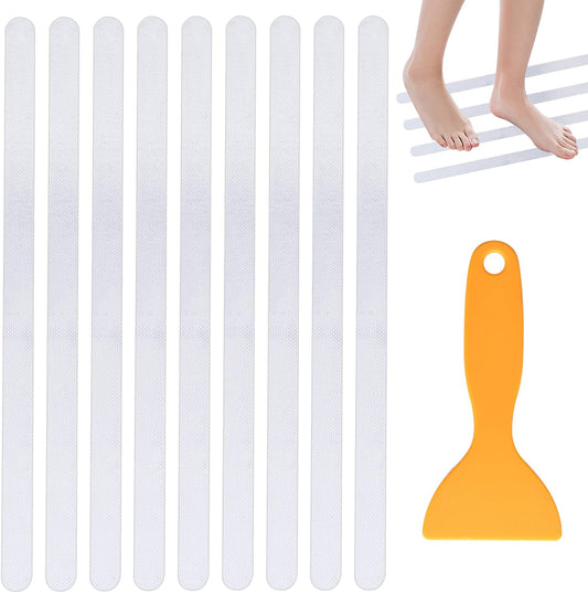 Bathtub Non Slip Stickers, 24 PCS anti Slip Adhesive Shower Treads with Scraper for Bath, Tub, Shower, Pool, Stairs, Ladders, Kitchen, 15’’