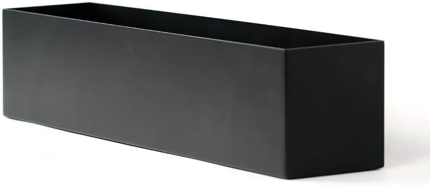 Trough Rectangle Planter Window Sill Planter Box Long Window Planters Modern Galvanized Steel Succulent Planter Black Metal Windowsill Pot 16 in for Indoor Plants Herb Table Home Outdoor
