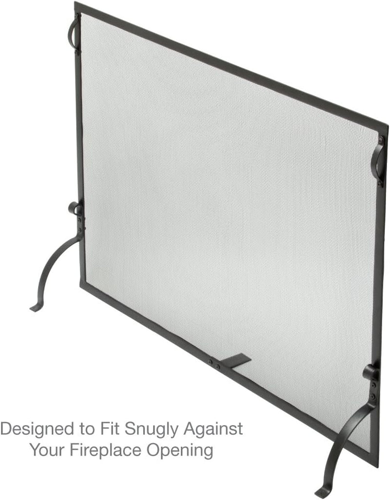 , S-1075, Large Wrought Iron Spark Guard Fireplace Screen (50" Wide X 35" Tall)