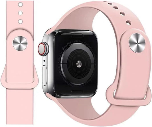 Soft Silicone Sport Replacement Strap Compatible for Apple Watch Series 8 7 6 5 4 3 2 1 Sport Edition，Men Women Pink