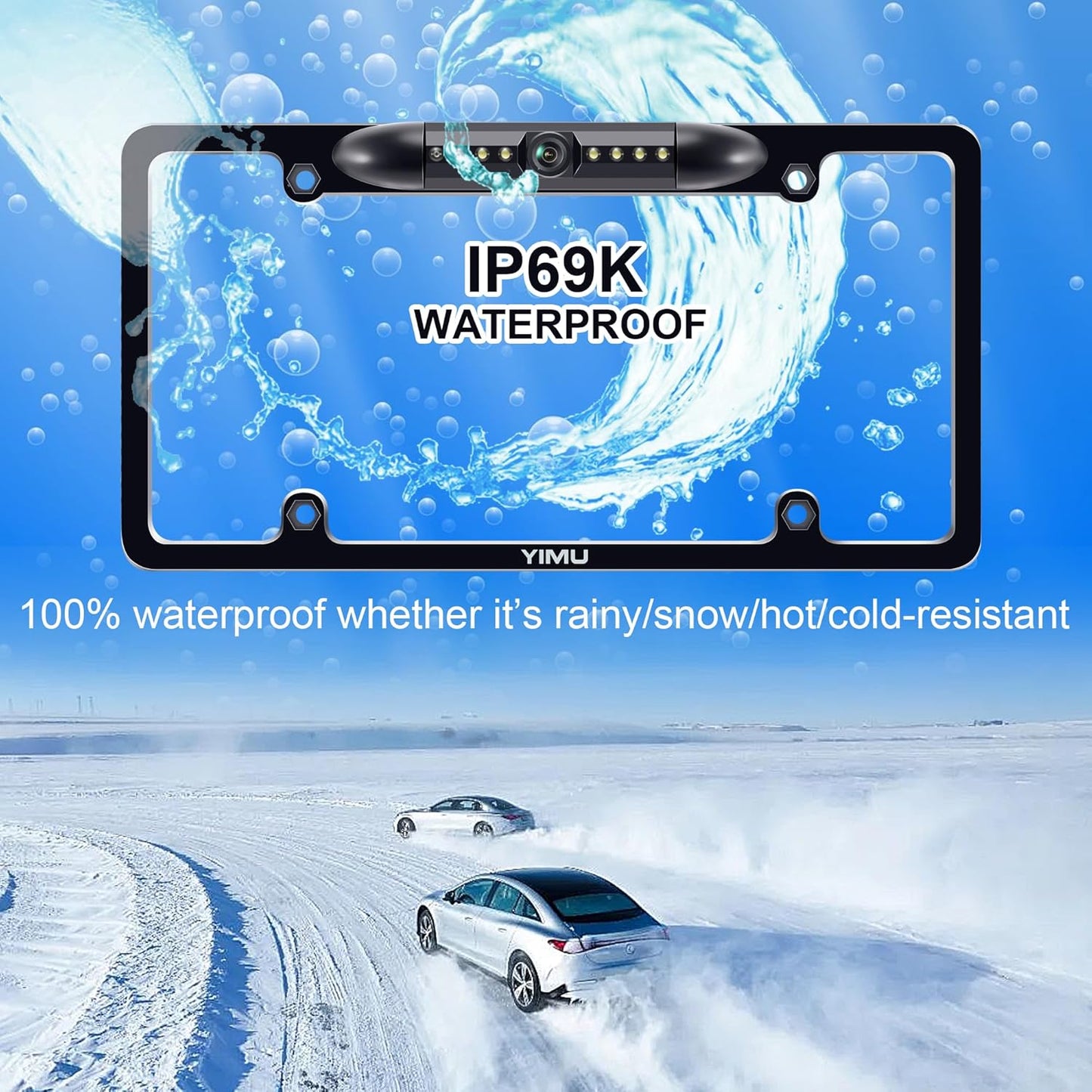 Backup Camera Vehicle Reversing for Car/Suv/Pickup/Truck/Van/Rv/Trailer Single Power Rear View System Driving/Reversing Use IP69 Waterproof Night Vision License Plate Frame Backup Camera TRUCK DRIVER