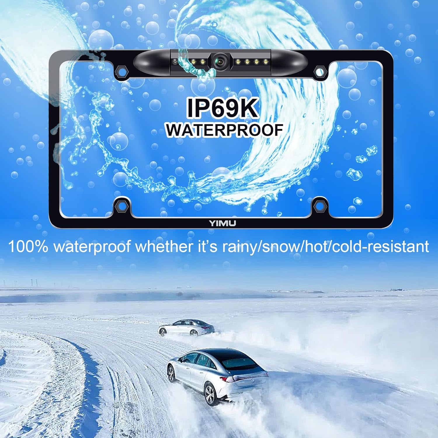 Backup Camera Vehicle Reversing for Car/Suv/Pickup/Truck/Van/Rv/Trailer Single Power Rear View System Driving/Reversing Use IP69 Waterproof Night Vision License Plate Frame Backup Camera TRUCK DRIVER