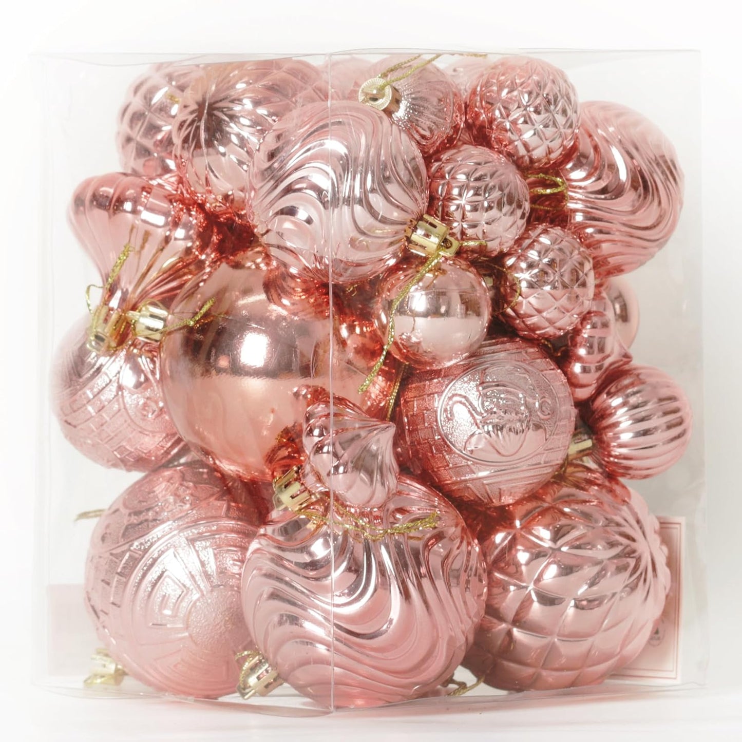 Christmas Ornaments Set with 36Pcs Shatterproof Christmas Tree Decorations Multi-Size Christmas Ball Ornaments with 7 Styles Rose Gold
