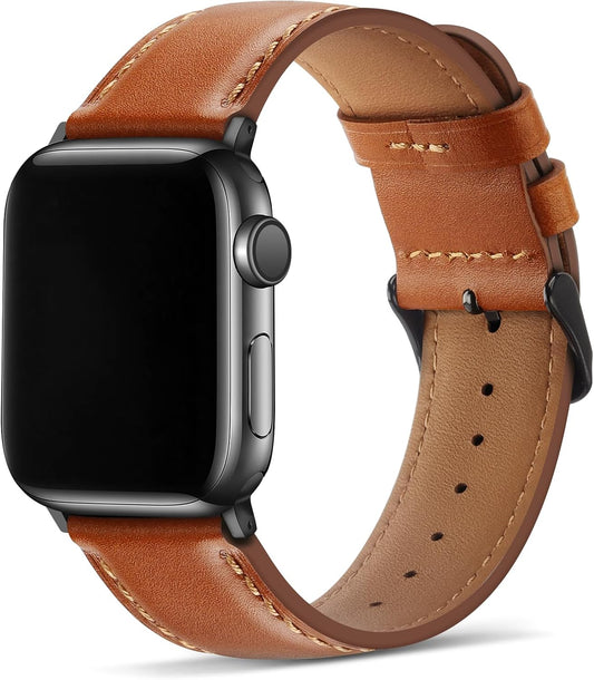 Bands Compatible with Apple Watch Band 49Mm 45Mm 44Mm 42Mm Men Genuine Leather Replacement Bands Compatible with Apple Watch Ultra 2 Ultra SE 2 SE Series 9 8 7 6 5 4 3 2 1, Classic Brown