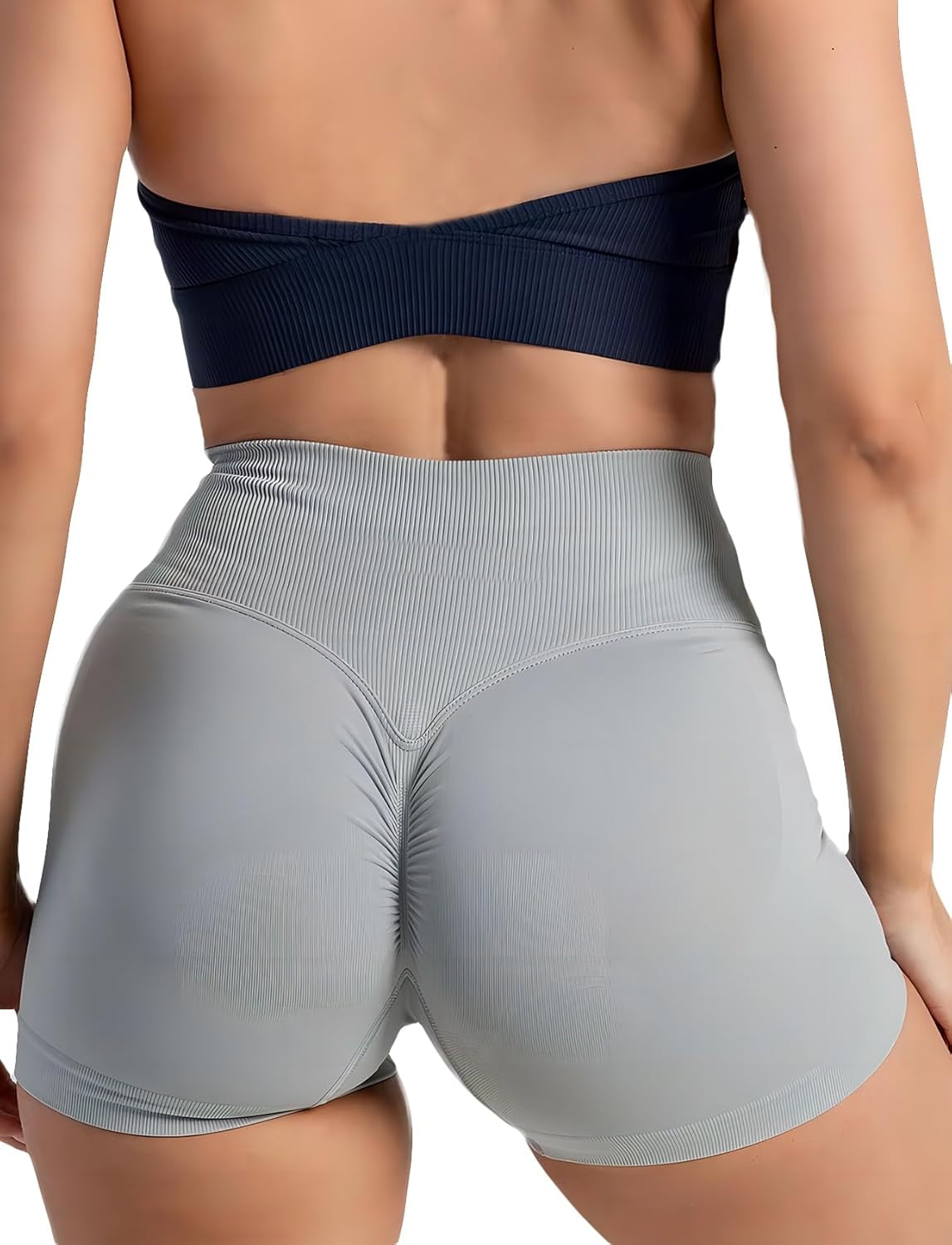 V Cross Waist Scrunch Workout Shorts for Women - 3.5 Inch High Waisted Booty Contour Gym Yoga Shorts