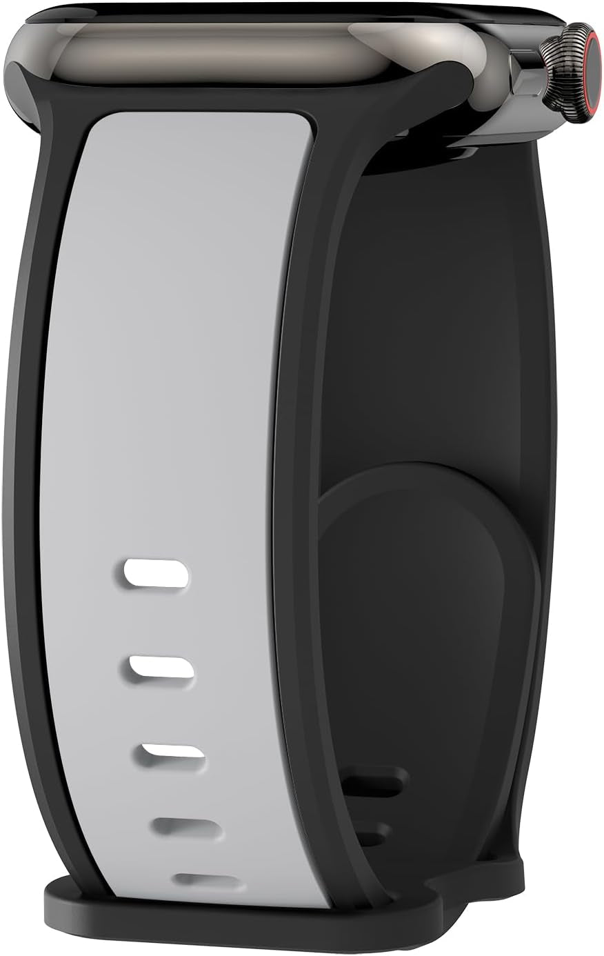 Two-Toned Dual Color Bands Compatible with Apple Watch 38Mm 40Mm 41Mm 42Mm 44Mm 45Mm 49Mm, Replacement Soft Silicone Sport Strap for Iwatch Series 9/8/7/6/5/4/3/2/1 Ultra/Ultra 2 SE Women Men