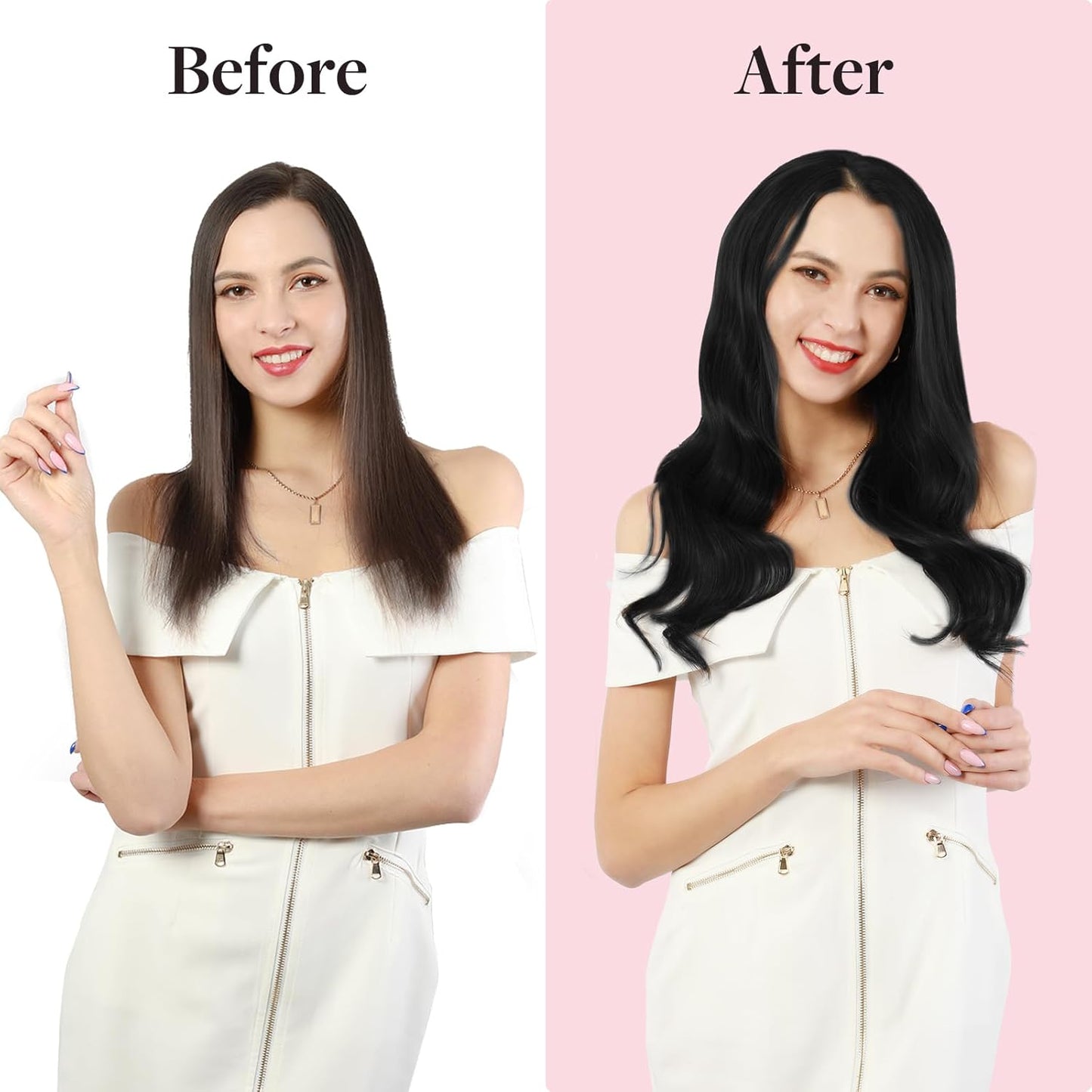 Clip in Hair Extensions Real Human Hair, 16 Inch 5Pcs 80G Natural Black Hair Extensions, Real Hair Extensions Clip in Human Hair Natural Straight Hair Extensions for Woman