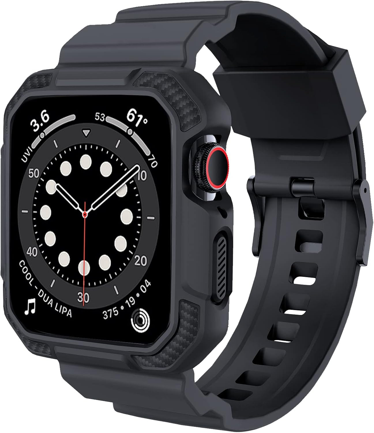 Compatible with Apple Watch Band 42Mm Series 10 with Case, Shockproof Rugged Band Strap for Iwatch Series 10 42Mm with Bumper Case Cover Men Women, Matte Black