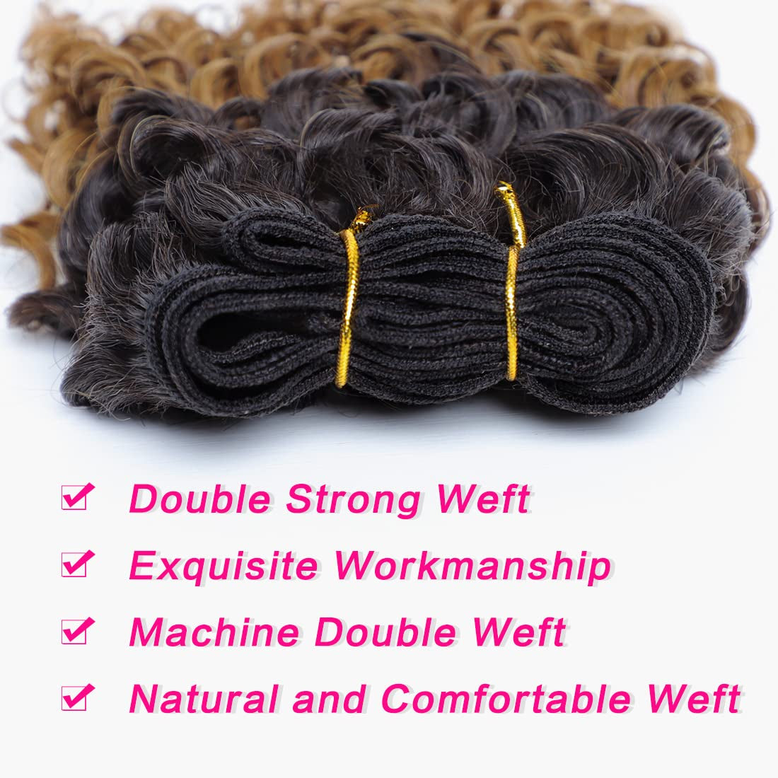Human Hair Bundles 8 Inch Curly Human Hair 4 Bundles 1B/30# 12A Brazilian Virgin Hair Unprocessed Curly Weave Bundles Kinky Curly Bundles Human Hair 55 Gram/Bundle Wet and Wavy Bundles