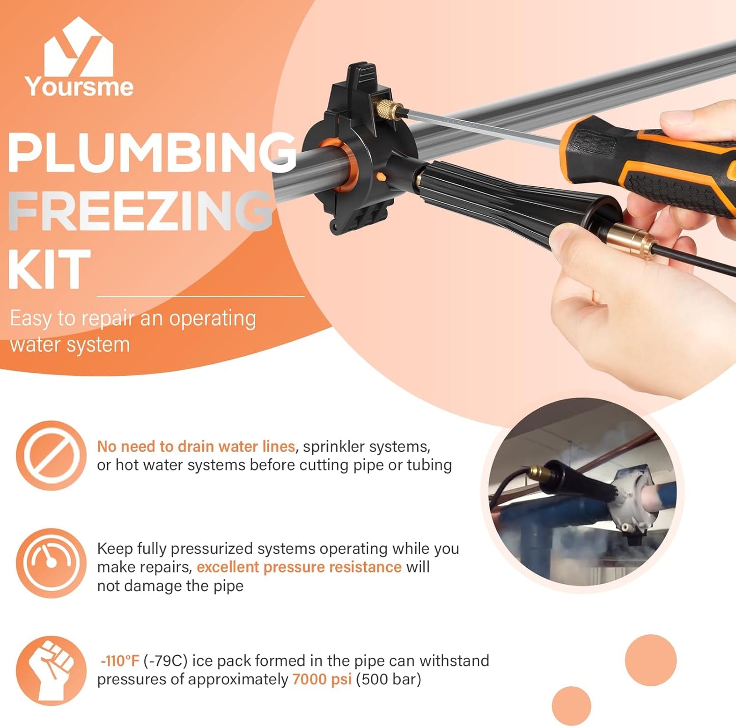 CST2 General Cold-Shot Pipe Freeze Kit, General Pipe Cleaners, Quickly Freezes Pipes from 1/8" to 2", Repair Water Systems without Draining