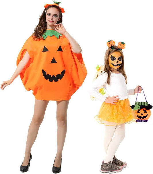 4Pcs Unisex Adult Halloween Pumpkin Costume Funny Halloween Costumes Orange Pumpkin Cosplay Party Clothes