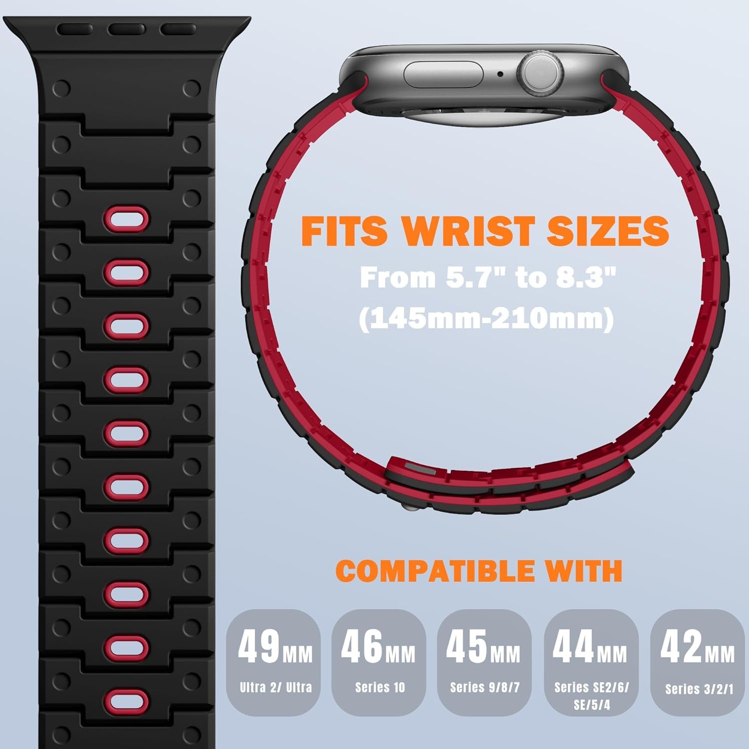 R-Nylon Fidlock Magnetic Buckle Band and Magnetic Watchband Compatible with Apple Watch Ultra Band/Apple Watch Ultra 2 Band - Durablebands for Iwatch Series 10 46Mm, 9/8/7 45Mm, SE/6/5/4 44M