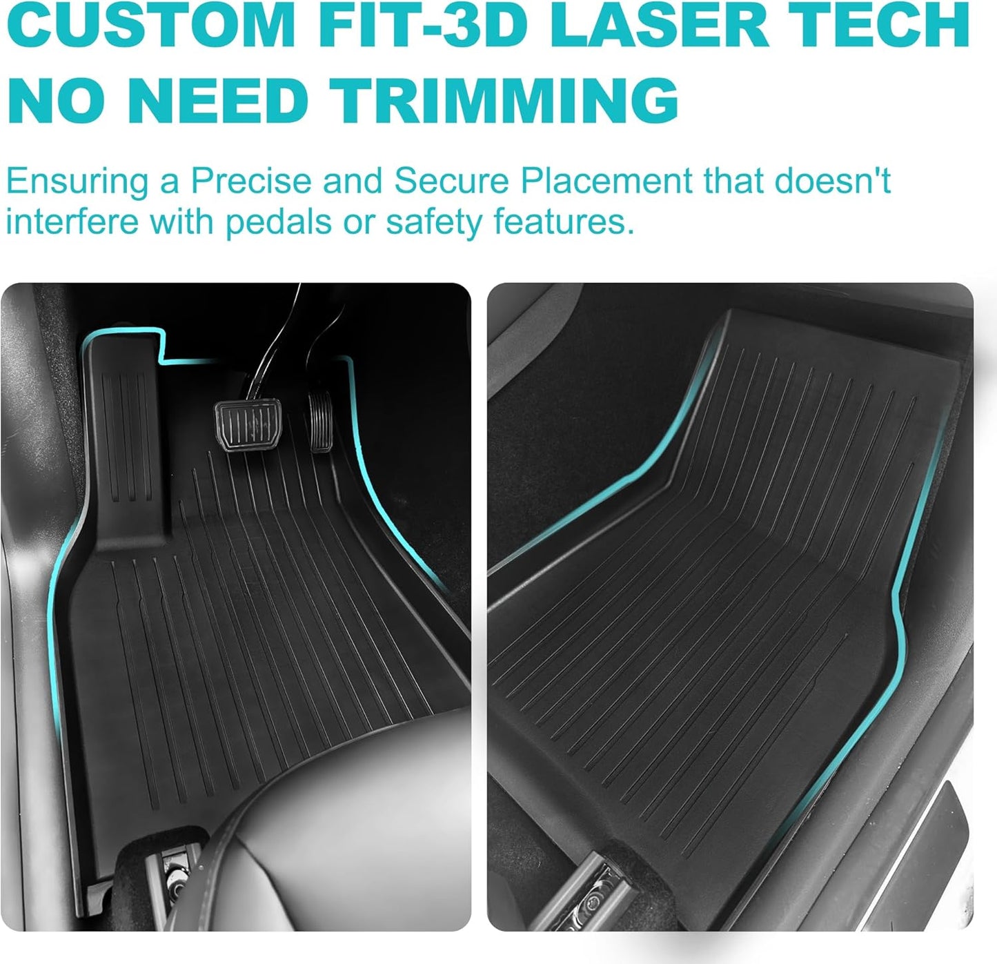 All Weather Floor Mats for Tesla Model Y 5-Seater 2024 2023 2022 2021, Anti-Slip TPE Waterproof Anti-Slip Front & Rear Trunk Mats Cargo Liners Accessories, Full Set Floor Liners, Set of 6