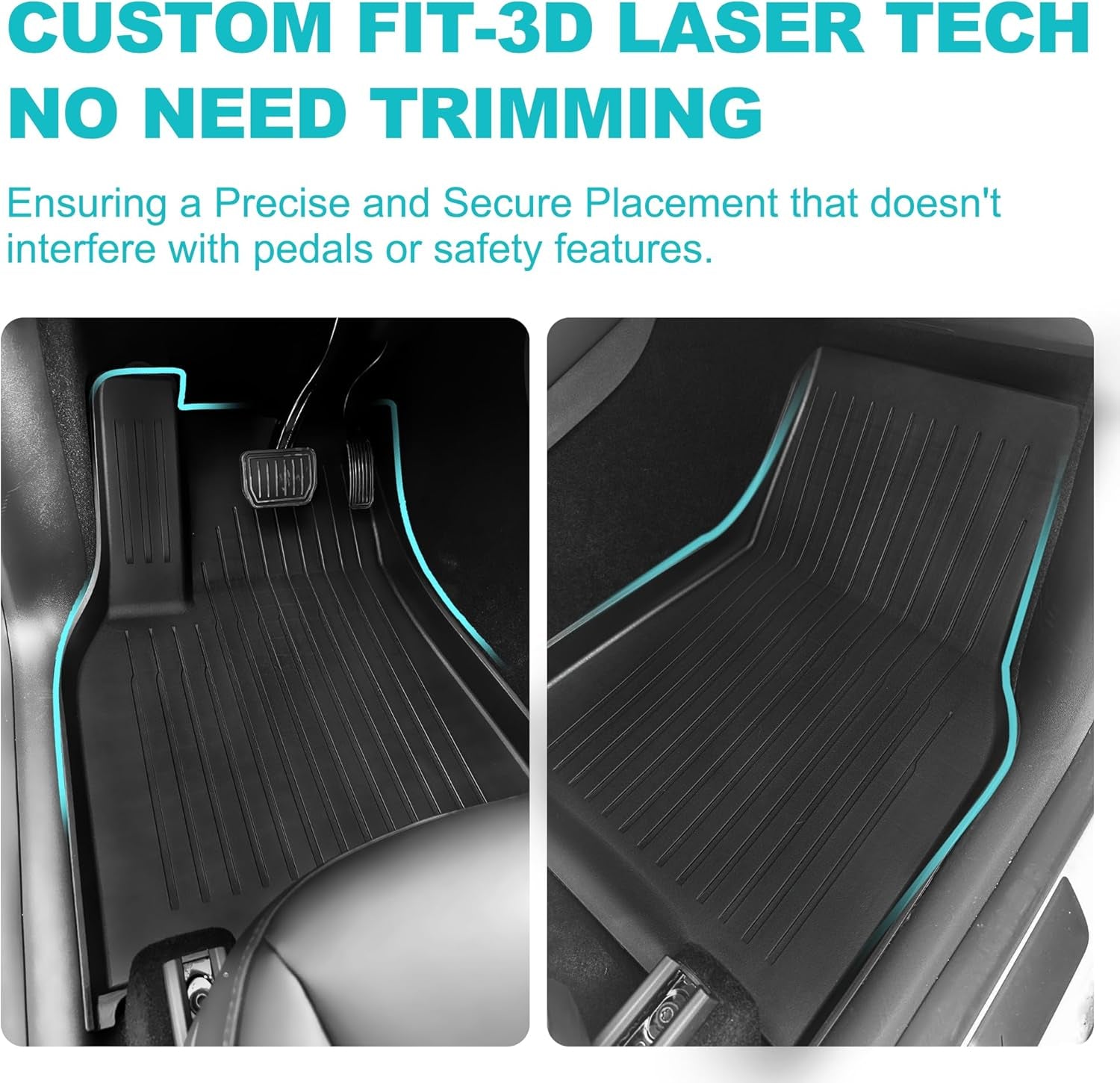 All Weather Floor Mats for Tesla Model Y 5-Seater 2024 2023 2022 2021, Anti-Slip TPE Waterproof Anti-Slip Front & Rear Trunk Mats Cargo Liners Accessories, Full Set Floor Liners, Set of 6