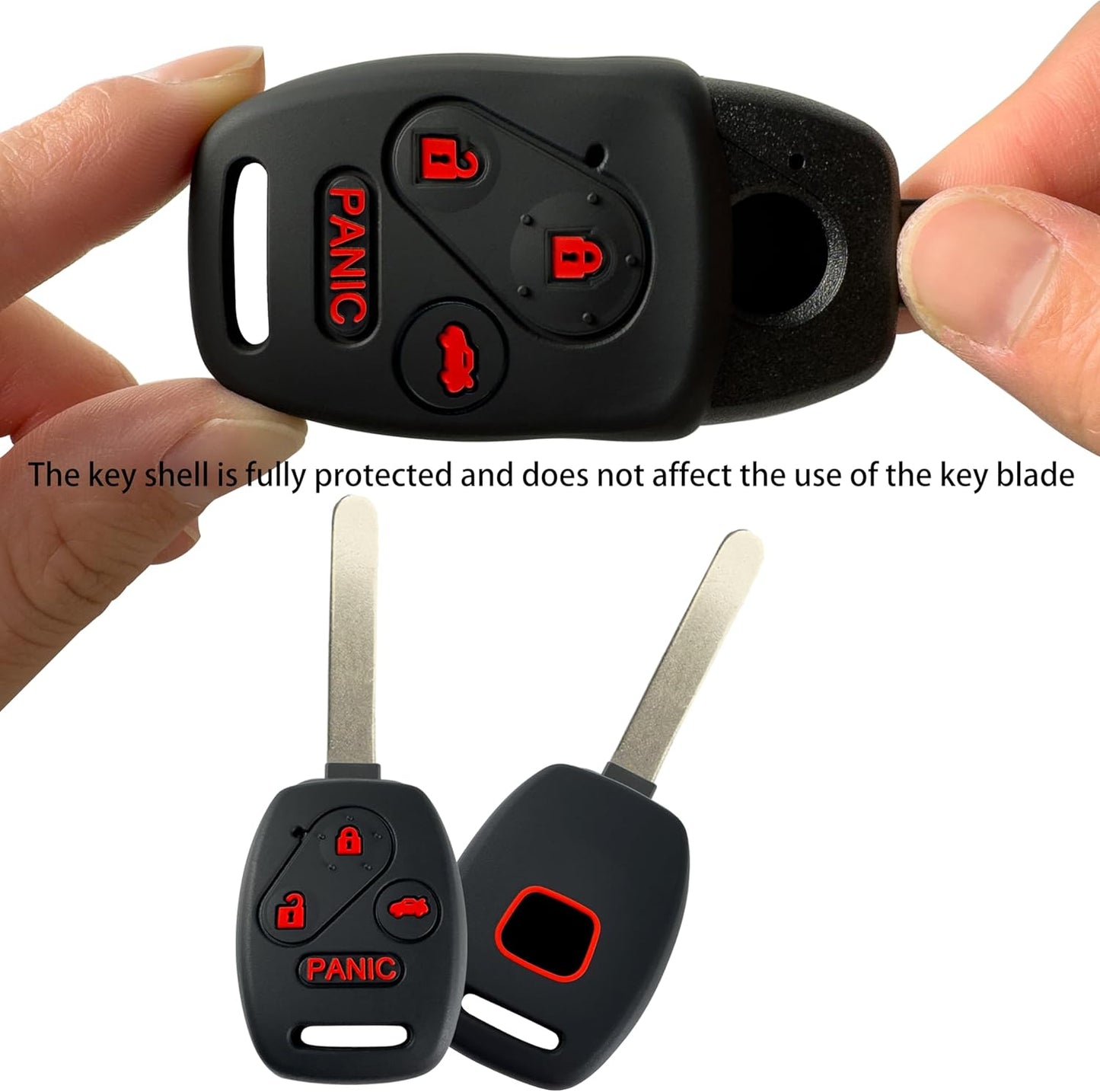 Key Fob Cover Shell for Honda 2003 - 2012 Accord 2009-2015 Pilot,3+1Button Keyless Remote Fob Case Kit Fit for 2006-2013 Civic EX 2005-2006 CR-V (Pack of 4)