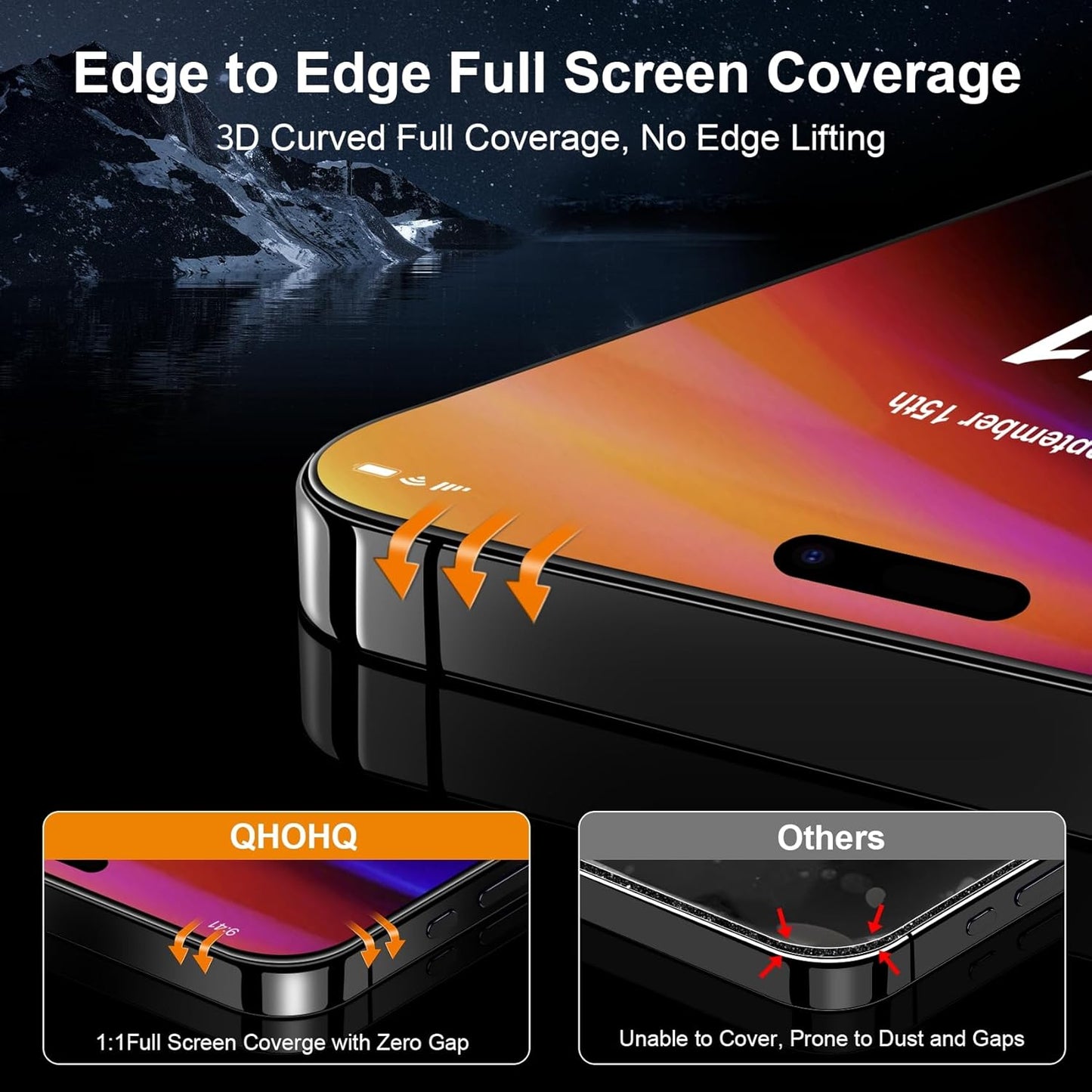 for Iphone 16 Screen Protector with Camera Lens Protector, [Military Grade Shatterproof], Top 9H+ Tempered Glass, Full Edge Coverage, Ultra Durable, with Easy Installation Tool [3+3 Pack]