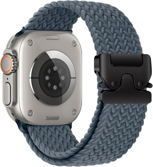 Braided Solo Loop for Apple Watch Ultra/2 Bands 49Mm 46Mm 45Mm 44Mm 42Mm Men/Women,Parachute Buckle Stretchy Elastic Nylon Sport Strap Wristband for Iwatch Bands Series 10 9 8 7 6 5 4 3 SE/2