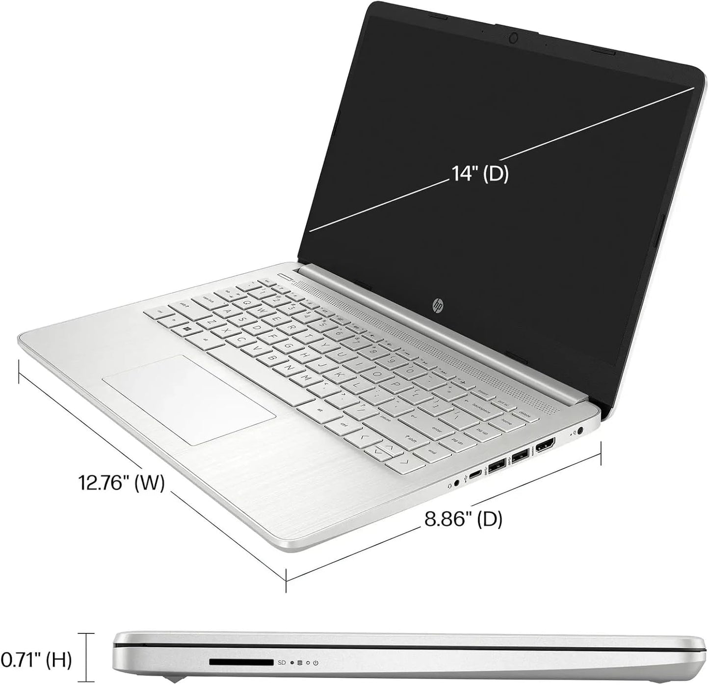 Ai-Powered Laptop with Microsoft Office and 1TB Cloud Storage Included for 1-Year| 14" HD Computer| 16GB RAM| 128GB SSD & 128GB Card & 128GB Portable SSD| Intel 4-Core CPU| Webcam| Win11| LE Bundle