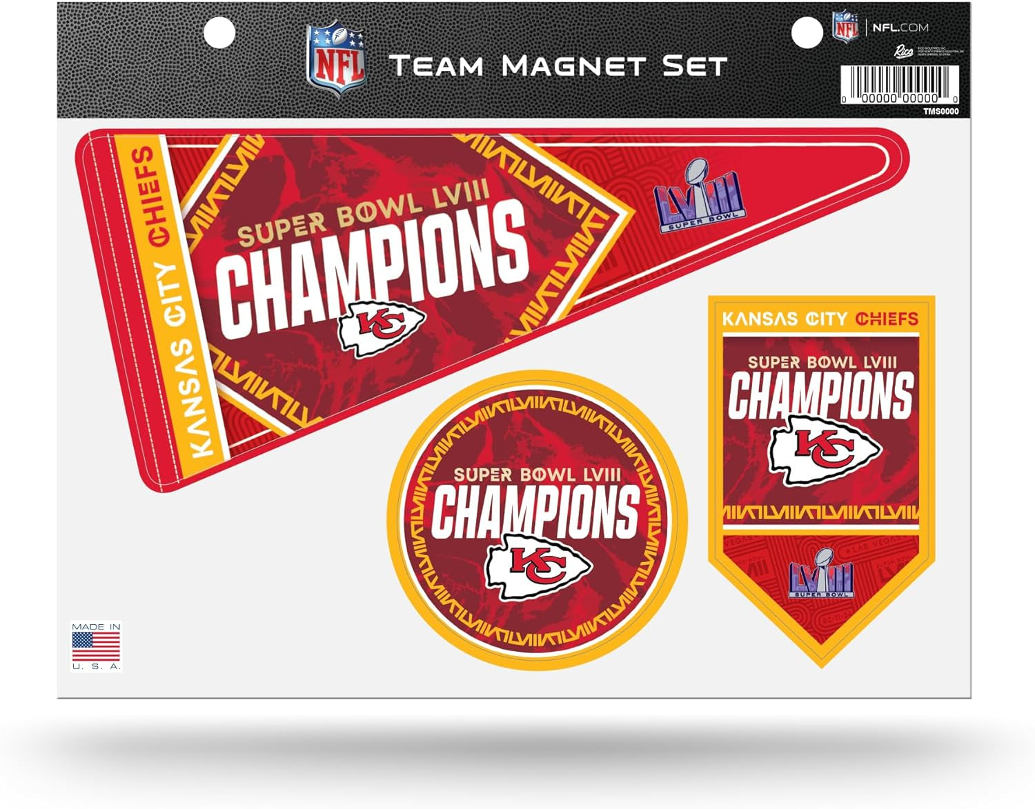 NFL Football Kansas City Chiefs 2024 Super Bowl LVIII Champions Team Magnet Set 8.5" X 11" - Home Décor - Regrigerator, Office, Kitchen