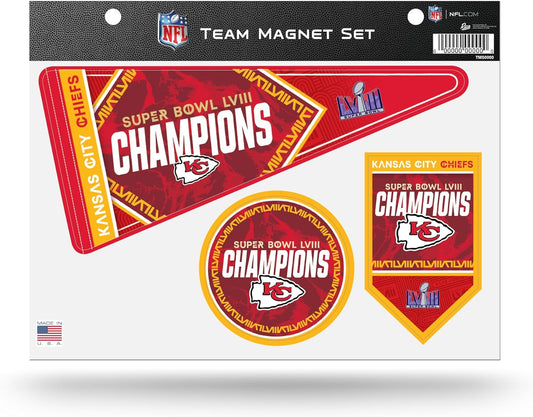 NFL Football Kansas City Chiefs 2024 Super Bowl LVIII Champions Team Magnet Set 8.5" X 11" - Home Décor - Regrigerator, Office, Kitchen