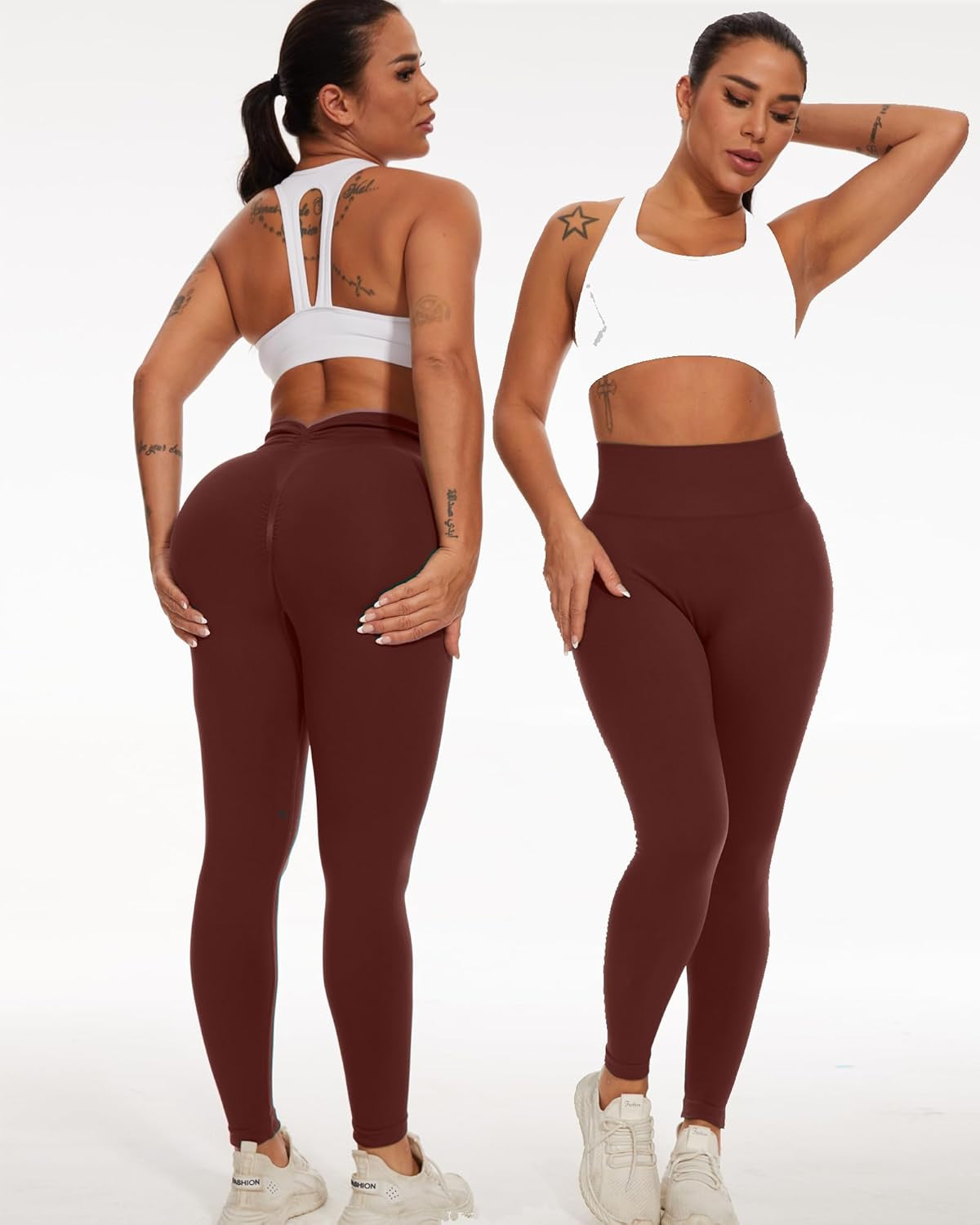 V Back Scrunch Butt Leggings for Women Butt Lifting Workout Leggings High Waisted Yoga Pants Booty Gym Tights