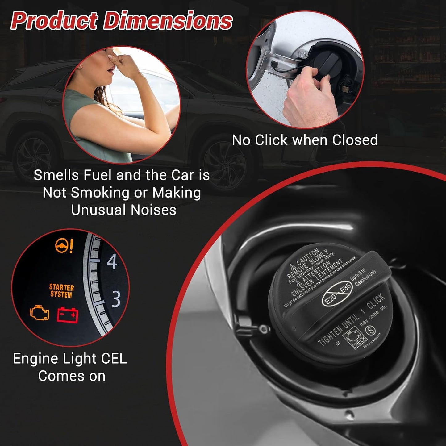 Gas Cap Fuel Cap 77300-07030 for 2014-2021 Toyota Venza Highlander Sienna Tacoma Camry RAV4 Corolla Avalon Tundra Sequioa,Lexus Ct200H UX200 Es300H ES350 Gs450H Nx300H RX350 LC500,77300-53030 Gas Caps