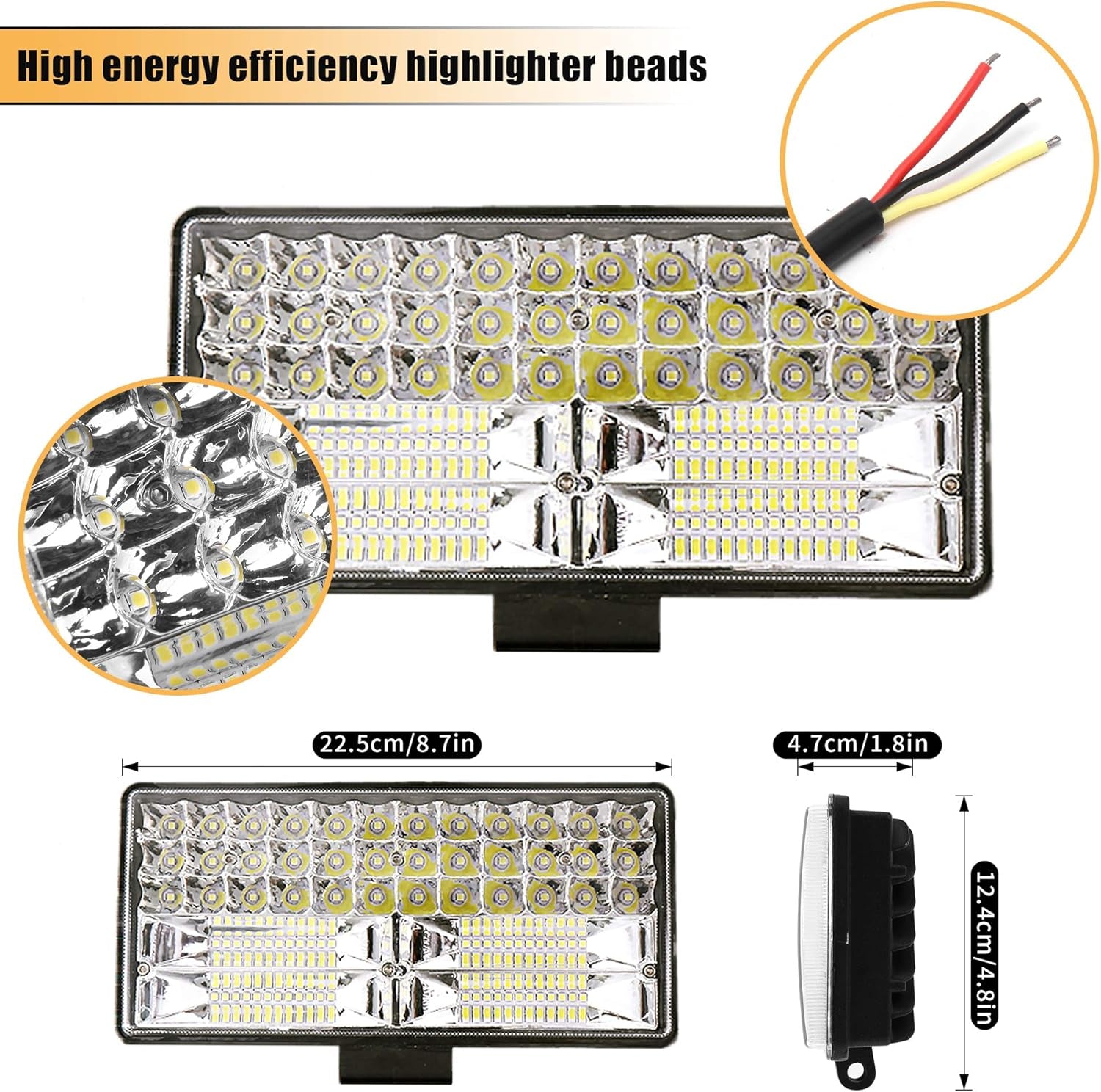 Led Work Light for Truck, 9 Inch 12-80V 84LED 32000Lm 250W Spot & Flood Combo off Road Light Bar Waterproof Led Driving Light Assemblies for Tractor Pickup Cabin Boat Car Jeep SUV ATV (Pair)