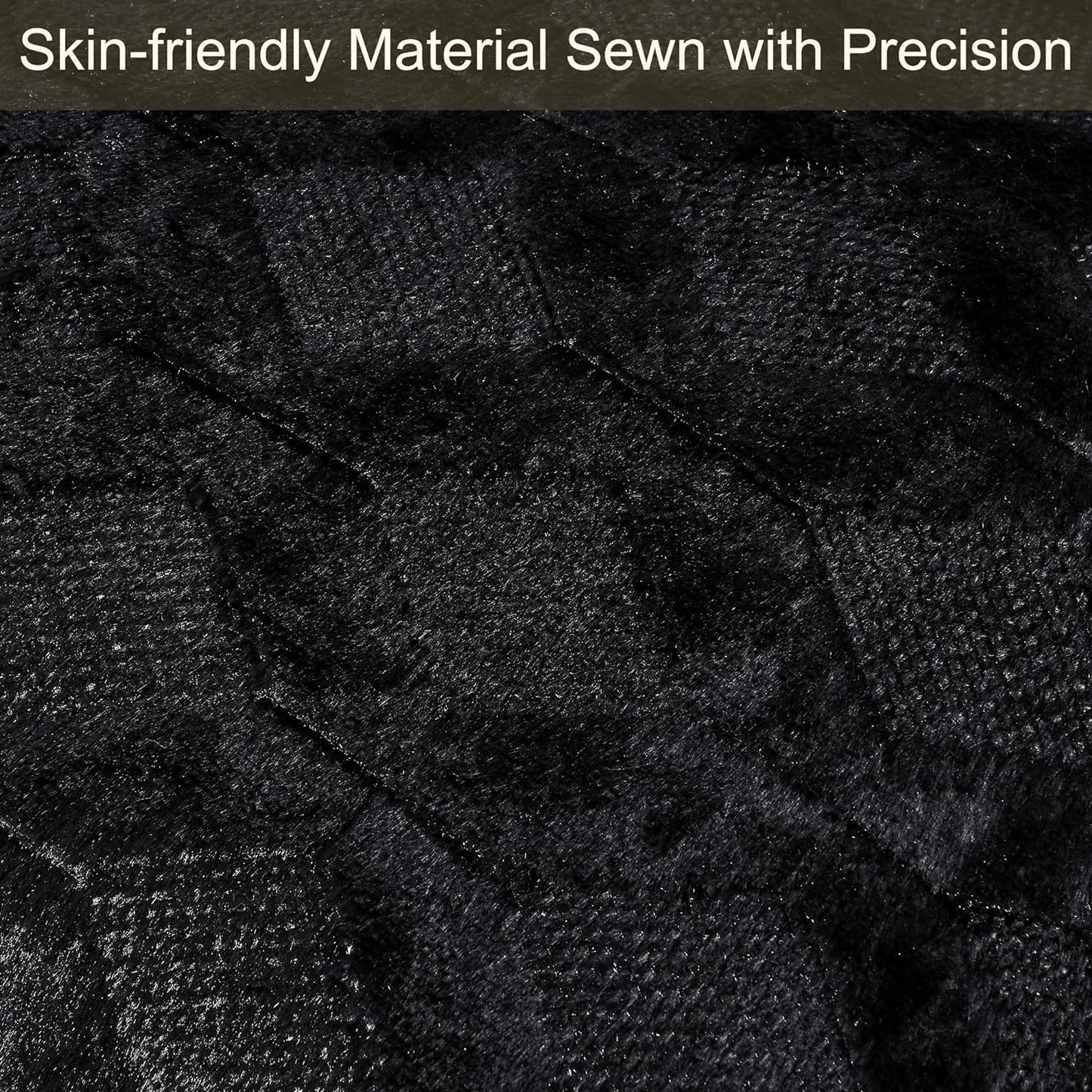 Pack of 2 Faux Wool Throw Pillow Covers 20X20 Inches Decorative Farmhouse Velvet Couch Pillow Case Soft Plush Square Boho Cushion Pillowcase, Black