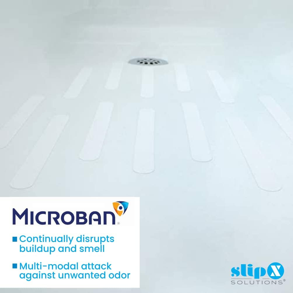 Adhesive Non-Slip Safety Treads for Bathtubs, Showers, Pools, Boats, Stairs & More (12 Pieces, Reliable Grip, 7.5 X .75 Inch, White)