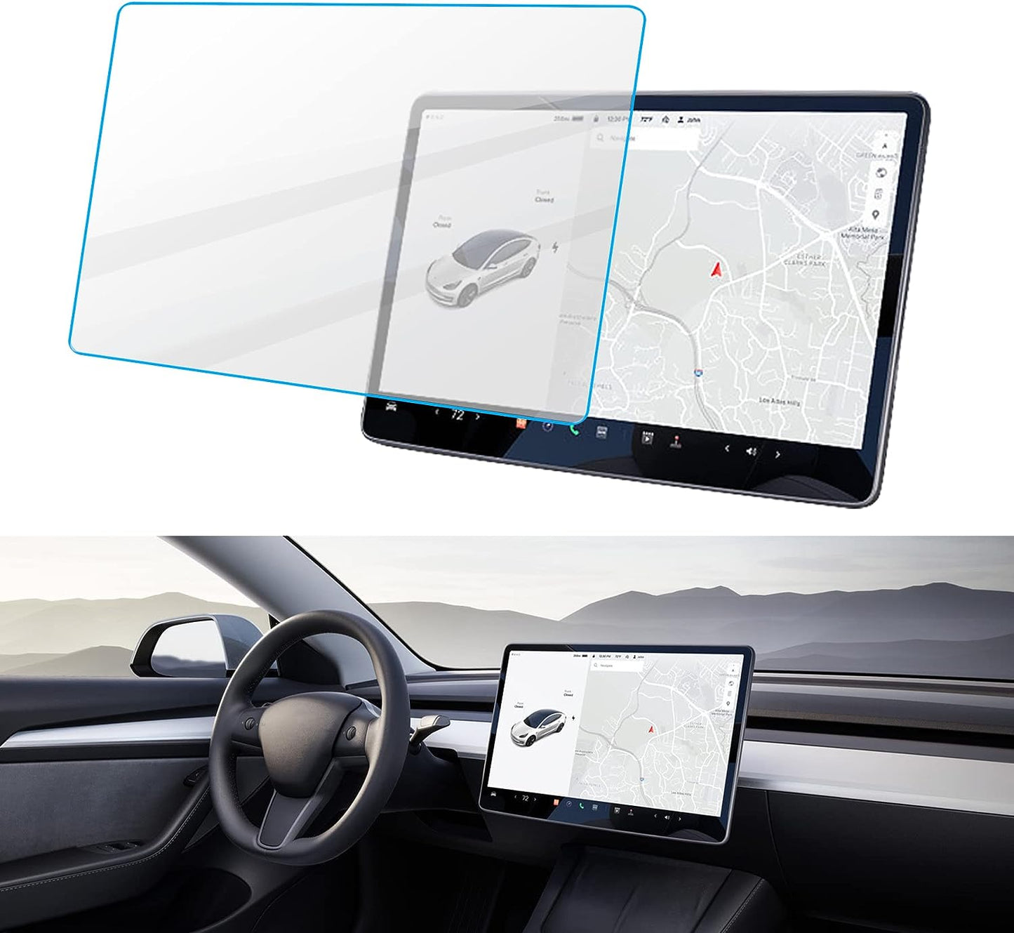 HD Tempered Glass Compatible with Tesla 3/Y 15" Center Control Touch Car Navigation Screen Protector Car Accessories