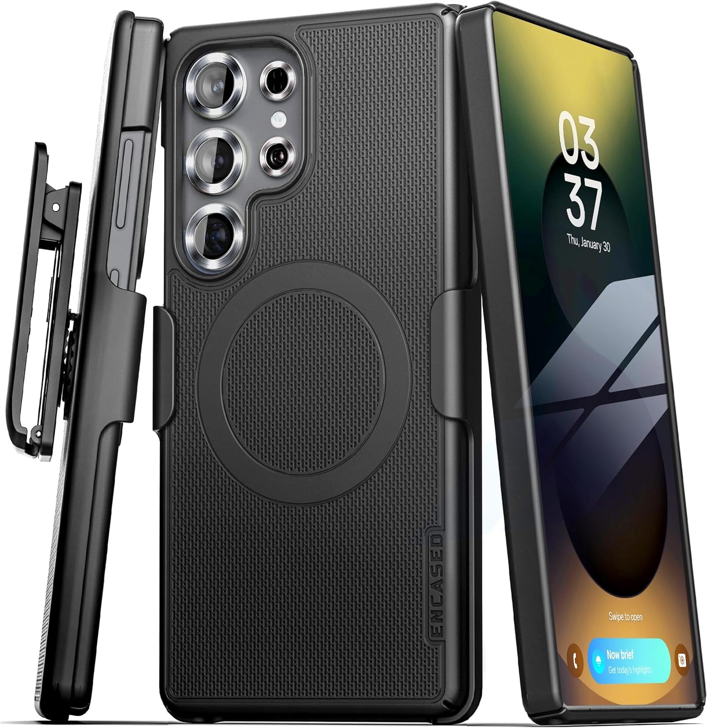 Belt Clip Case for Samsung Galaxy S25, (Slimline Series) Magnetic Holster Case, Compatible with Magsafe, Black (S25)