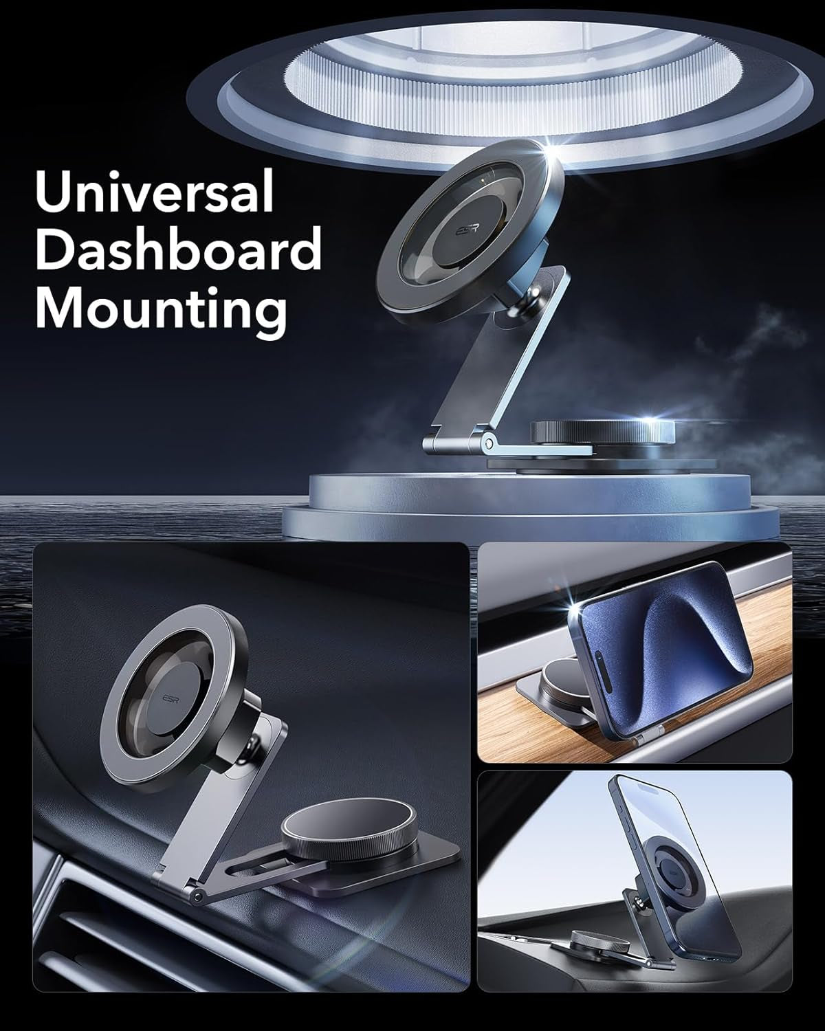 for Magsafe Car Mount, Foldable Dashboard/Tesla Magnetic Car Mount,Tesla Touchscreen Car Phone Holder Mount, Magnetic Phone Holder for Car, for Iphone 16/15/14/13/12, Charging Not Supported, Grey